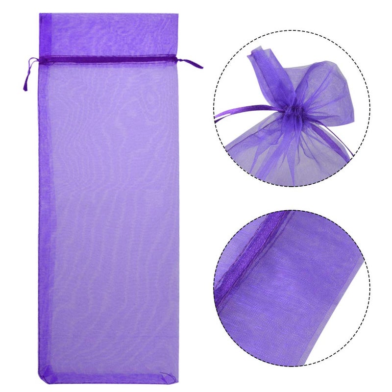 Tayfremn 40pcs Organza Wine Bags Drawstring Organza Bottle Gift Bags Sheer Wine Wrapping Bag for Bottle Wrap Christmas Wedding Party Favors Samples Display Decoration, 5.3x14.5 inch(Multicolor) - Image 4
